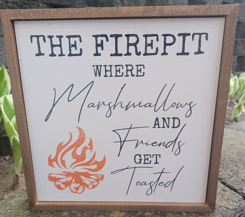 Firepit & marshmallow sign - Lake & Camp Life